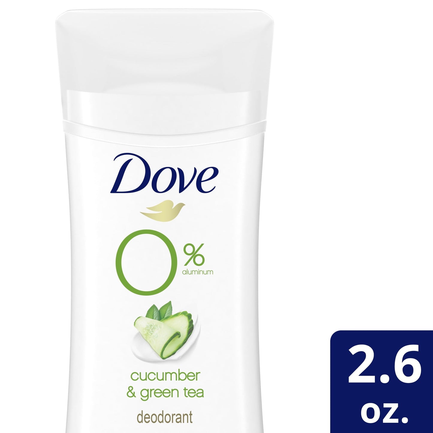 Dove 0% Aluminum Women's Antiperspirant Deodorant Stick, Cucumber and Green Tea, 2.6 oz