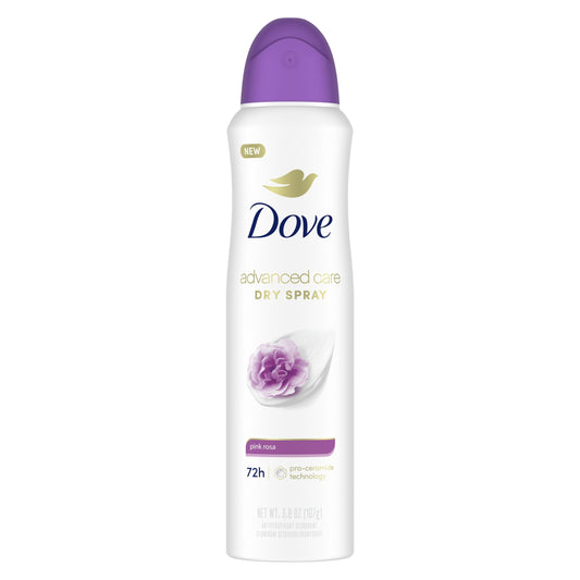 Dove Advanced Care Long Lasting Women's Antiperspirant Deodorant Dry Spray, Pink Rosa, 3.8 oz