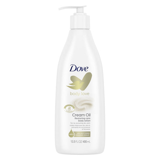 Dove Body Love Restoring Care Non Greasy Body Lotion Cream Oil for Dry Skin, 13.5 fl oz