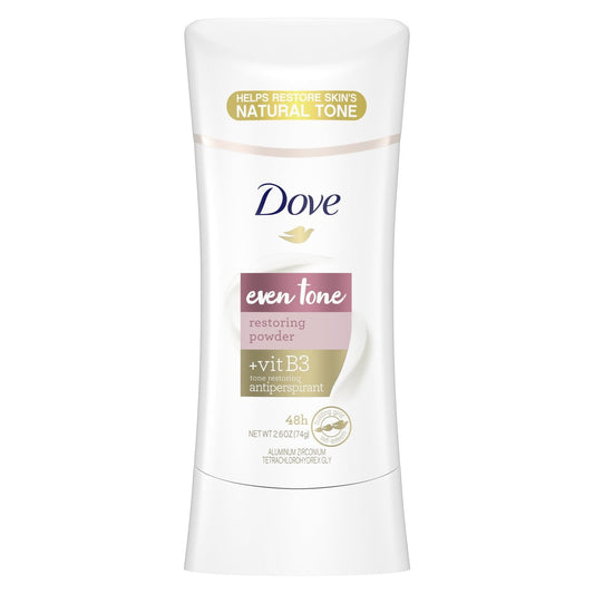 Dove Even Tone Long Lasting Women's Antiperspirant Deodorant Stick, Restoring Powder, 2.6 oz
