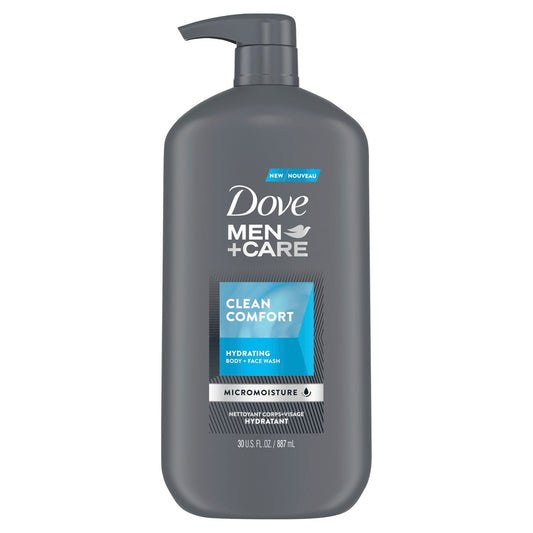 Dove Men+Care Clean Comfort Hydrating Face and Body Wash, 30 fl oz