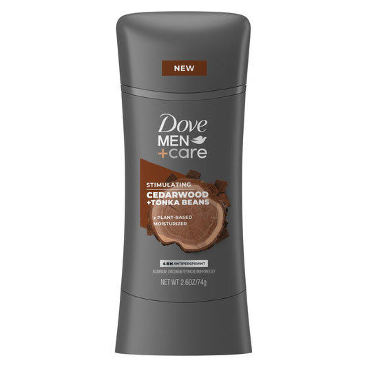 Dove Men+Care Long Lasting Antiperspirant Deodorant Stick, Cedarwood and Tonka Beans, 2.6 oz