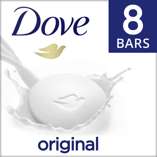 Dove Original Deep Moisturizing Beauty Bar Soap, Unscented, 3.75 oz (8 Bars)