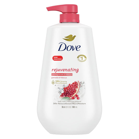 Dove Rejuvenating Long Lasting Gentle Body Wash, Pomegranate and Hibiscus, 30.6 fl oz