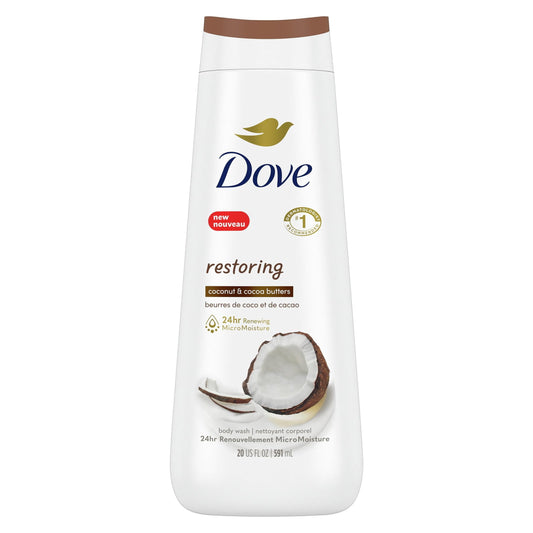 Dove Restoring Long Lasting Gentle Body Wash, Coconut and Cocoa Butter, 20 fl oz