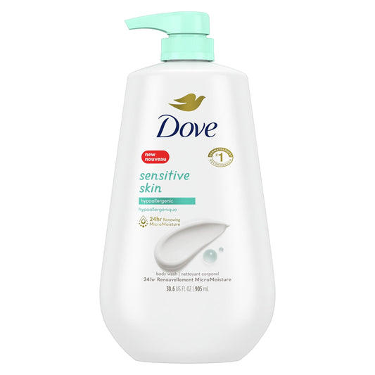 Dove Sensitive Skin Long Lasting Gentle Hypoallergenic Body Wash, 30.6 fl oz