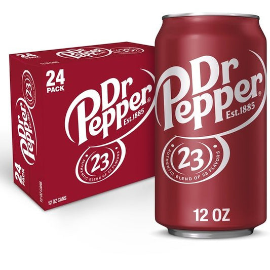 Dr Pepper Soda, 12 fl oz cans, 24 pack