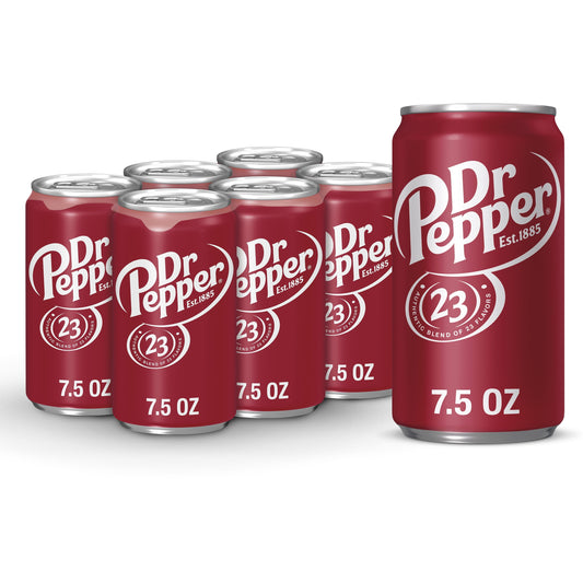 Dr Pepper Soda, 7.5 fl oz cans, 6 pack