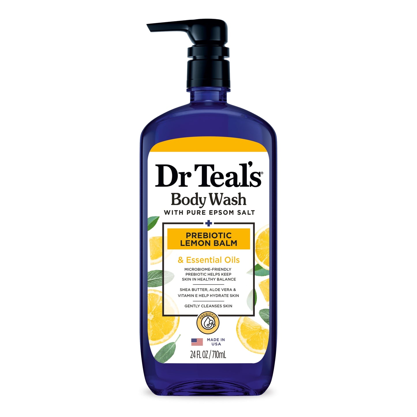 Dr Teal's Body Wash with Prebiotic Lemon Balm and Essential Oil Blend, 24 fl oz