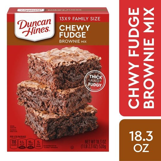 Duncan Hines Chewy Fudge Chocolate Brownie Mix, Family Size, 18.3 Oz Box