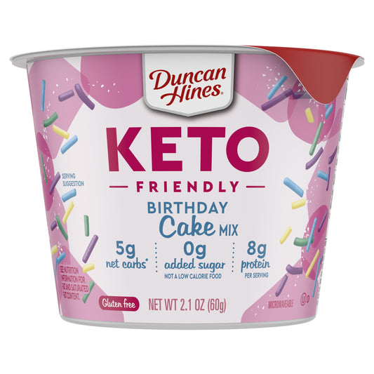 Duncan Hines Keto Friendly Cake Cup Birthday Cake Mix, 2.1 Oz