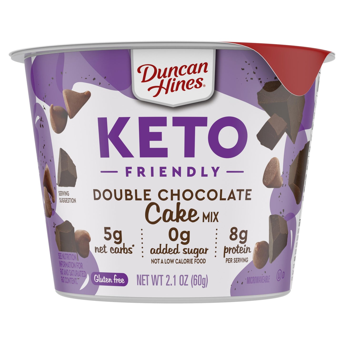 Duncan Hines Keto Friendly Cake Cup Double Chocolate Cake Mix, 2.1 oz