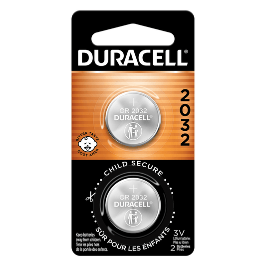 Duracell CR2032 3V Lithium Coin Battery with Child Safety Features, Compatible with Apple AirTag, Key Fob, Car Remote, Glucose Monitor, and other Devices, CR Lithium 3 Volt Cell (2 Count Pack)