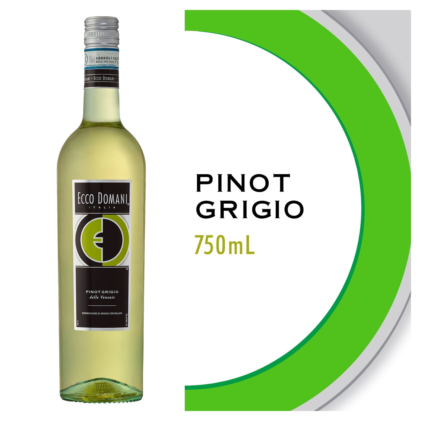 Ecco Domani Italian Pinot Grigio White Wine, 750ml Glass Bottle