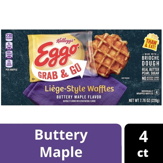 Eggo Buttery Maple Grab & Go Waffles, 7.76 oz, 4 Count (Frozen)