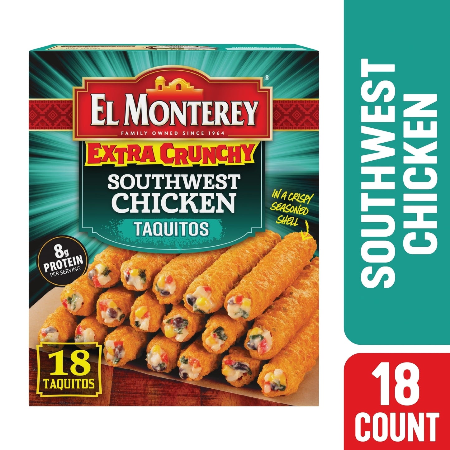 El Monterey Extra Crunchy Southwest Chicken Taquitos, 20.7 Oz, 18 Count (Frozen)