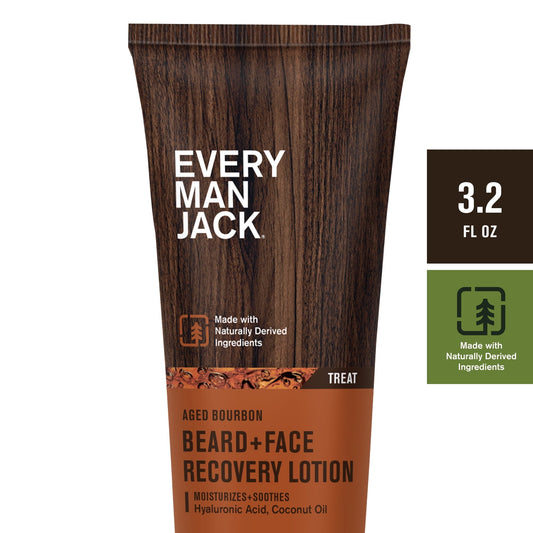 Every Man Jack Beard + Face Recovery Lotion, Aged Bourbon Scent, 3.2oz