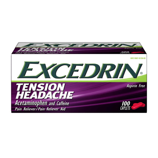 Excedrin Tension Headache Relief Acetaminophen and Caffeine Caplets, 100 Count