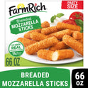 Farm Rich Breaded Mozzarella Cheese Sticks, Party Size Snack, Regular, 66 oz (Frozen)