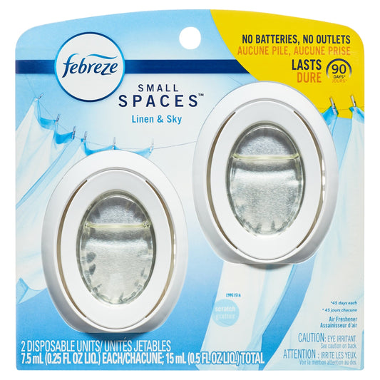 Febreze Small Spaces Air Freshener Linen & Sky Scent, .25 fl. oz., Pack of 2