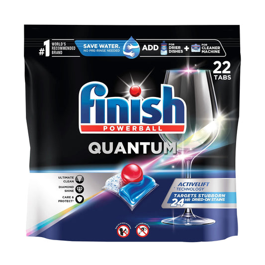 Finish - Quantum - 22ct - Dishwasher Detergent - Powerball - Ultimate Clean & Shine - Dishwashing Tablets - Dish Tabs