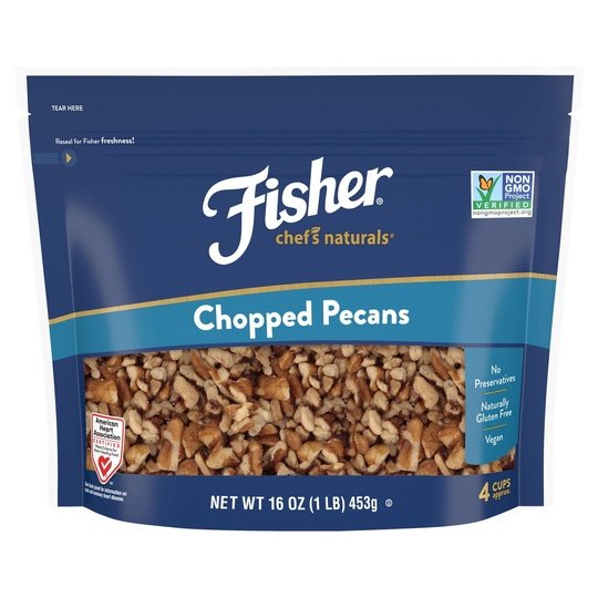 Fisher Chef's Naturals Gluten Free, No Preservatives, Non-GMO Chopped Pecans, 16 oz Bag