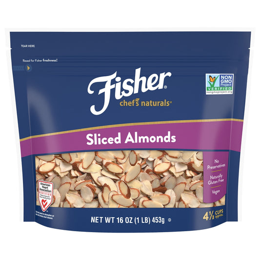 Fisher Chef's Naturals Gluten Free, No Preservatives, Non-GMO Sliced Almonds, 16 oz Bag