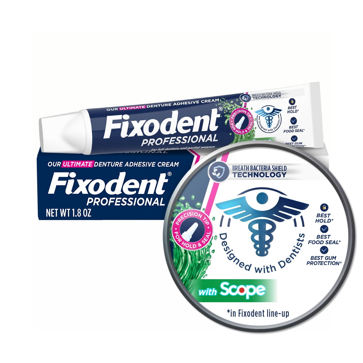 Fixodent Professional Plus Scope Denture Adhesive Cream, 1.8 oz