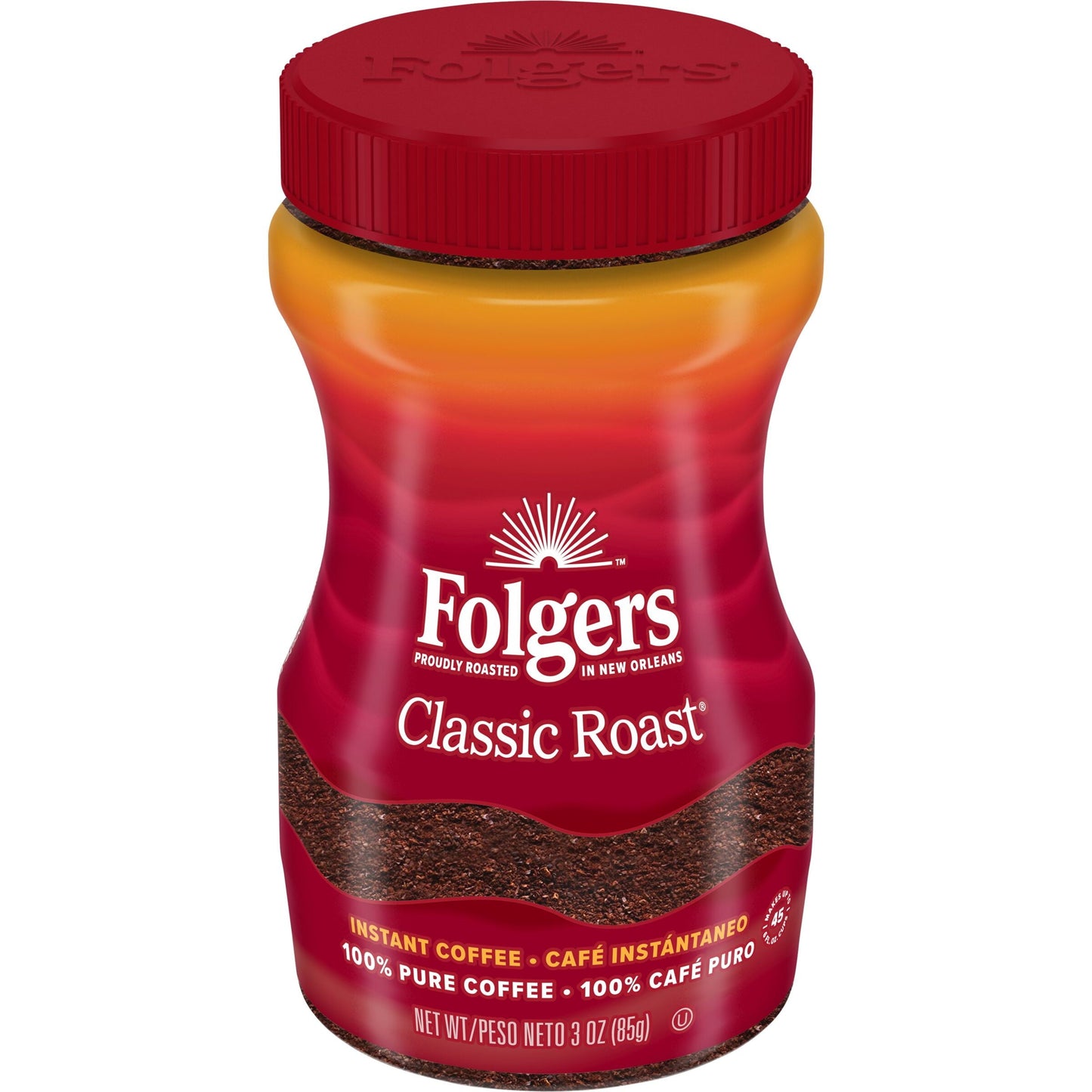 Folgers Classic Roast Instant Coffee, 3-Ounce