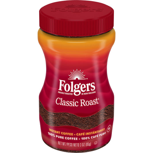 Folgers Classic Roast Instant Coffee, 3-Ounce