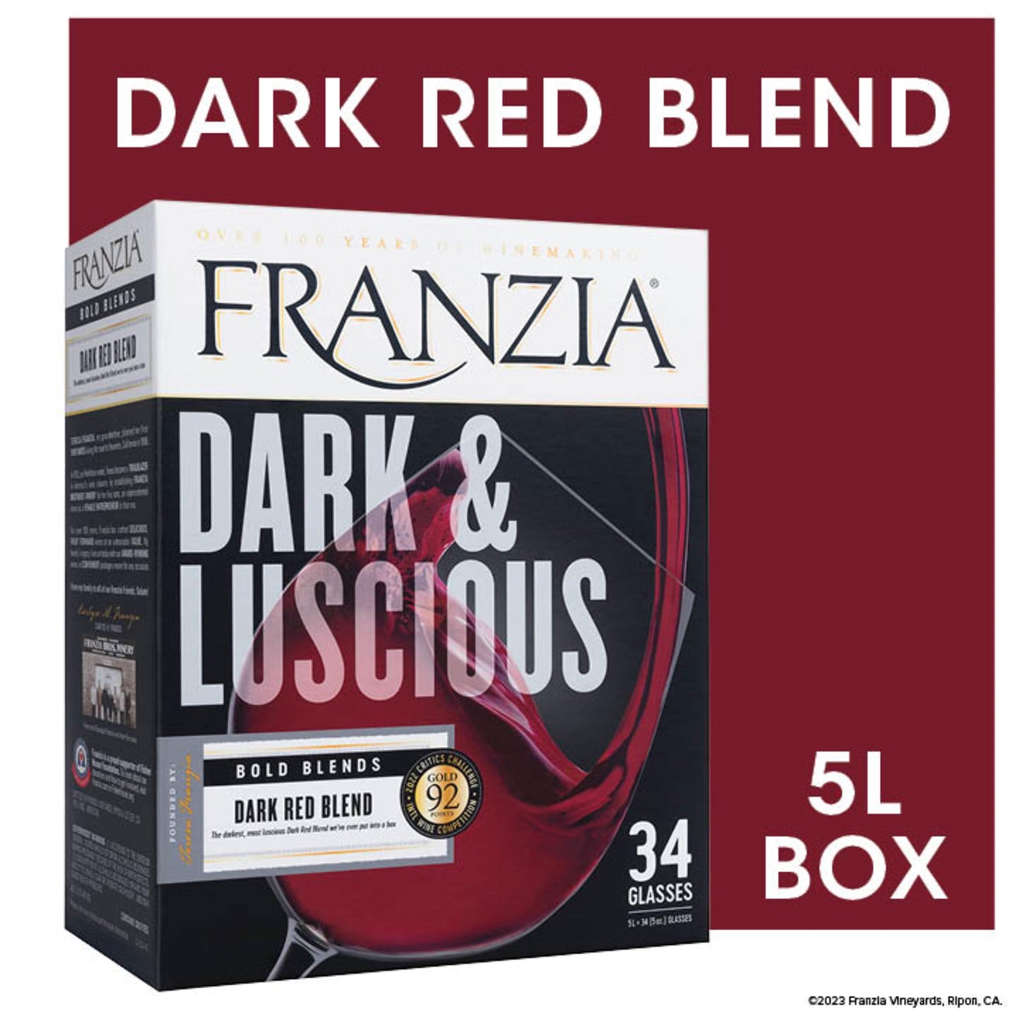 Franzia Dark Red Blend Vintner Select Red Wine, 5 L Bag In Box, ABV 13.50%