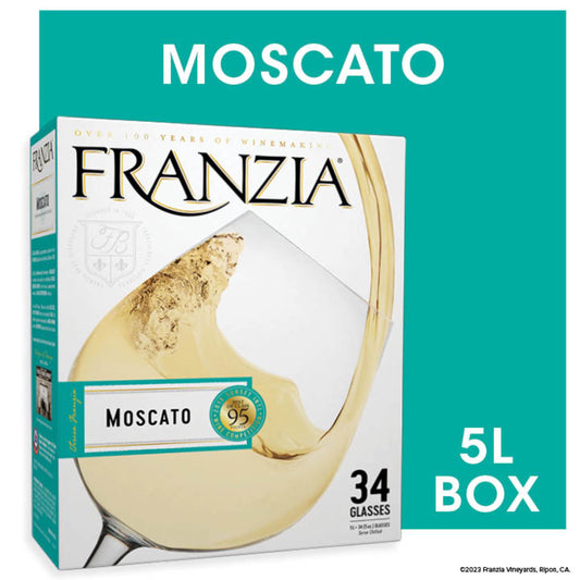 Franzia Vintner Select Moscato White Wine, 5 L Bag In Box, ABV 10.00%