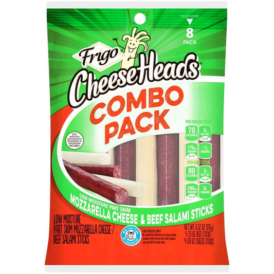 Frigo Cheese Heads Mozzarella Cheese & Salami Sticks, 6.32 oz, 8 Count