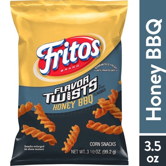 Fritos Flavor Twists Corn Snacks Honey BBQ Flavored Snack Chips, 3.5 oz Bag