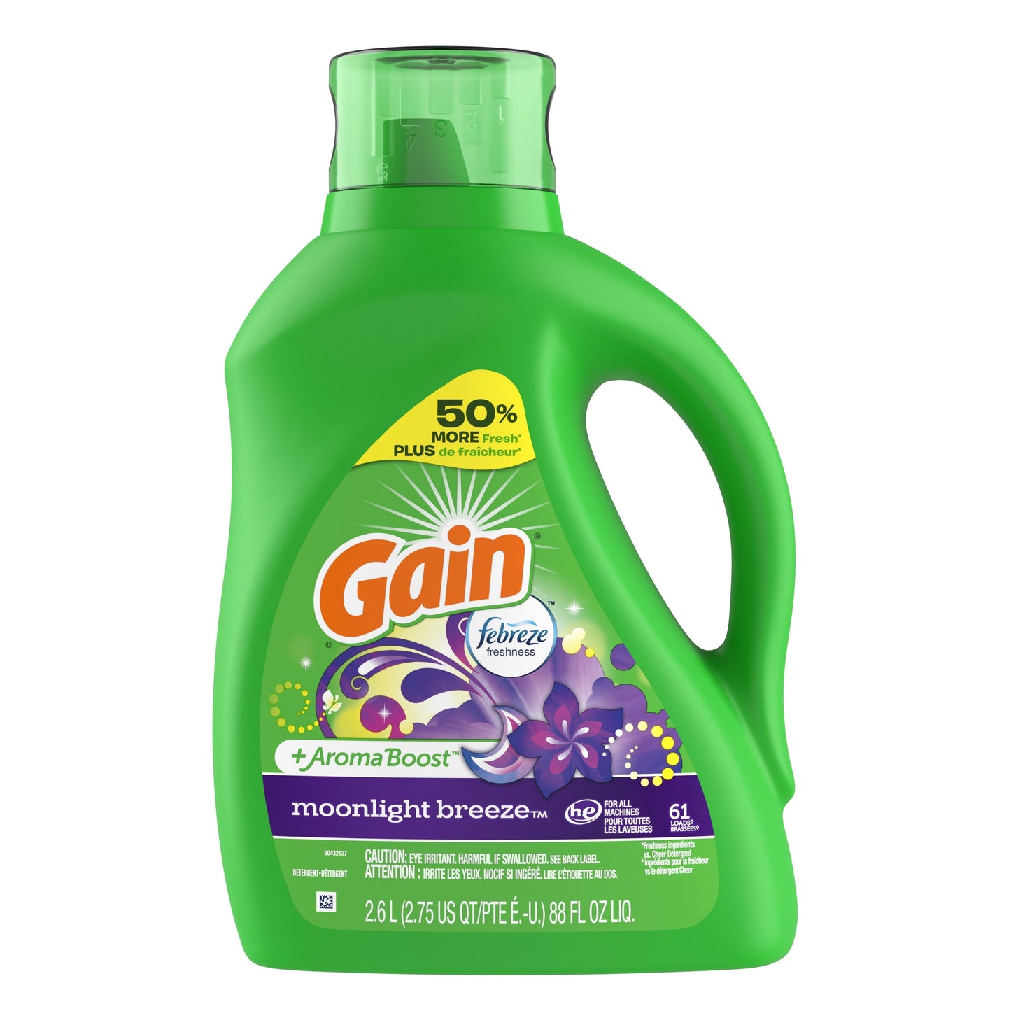 Gain + Aroma Boost Liquid Laundry Detergent, Moonlight Breeze, 61 Loads, 88 oz