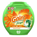 Gain Flings Laundry Detergent Soap Pacs, 60 Ct, Island Fresh