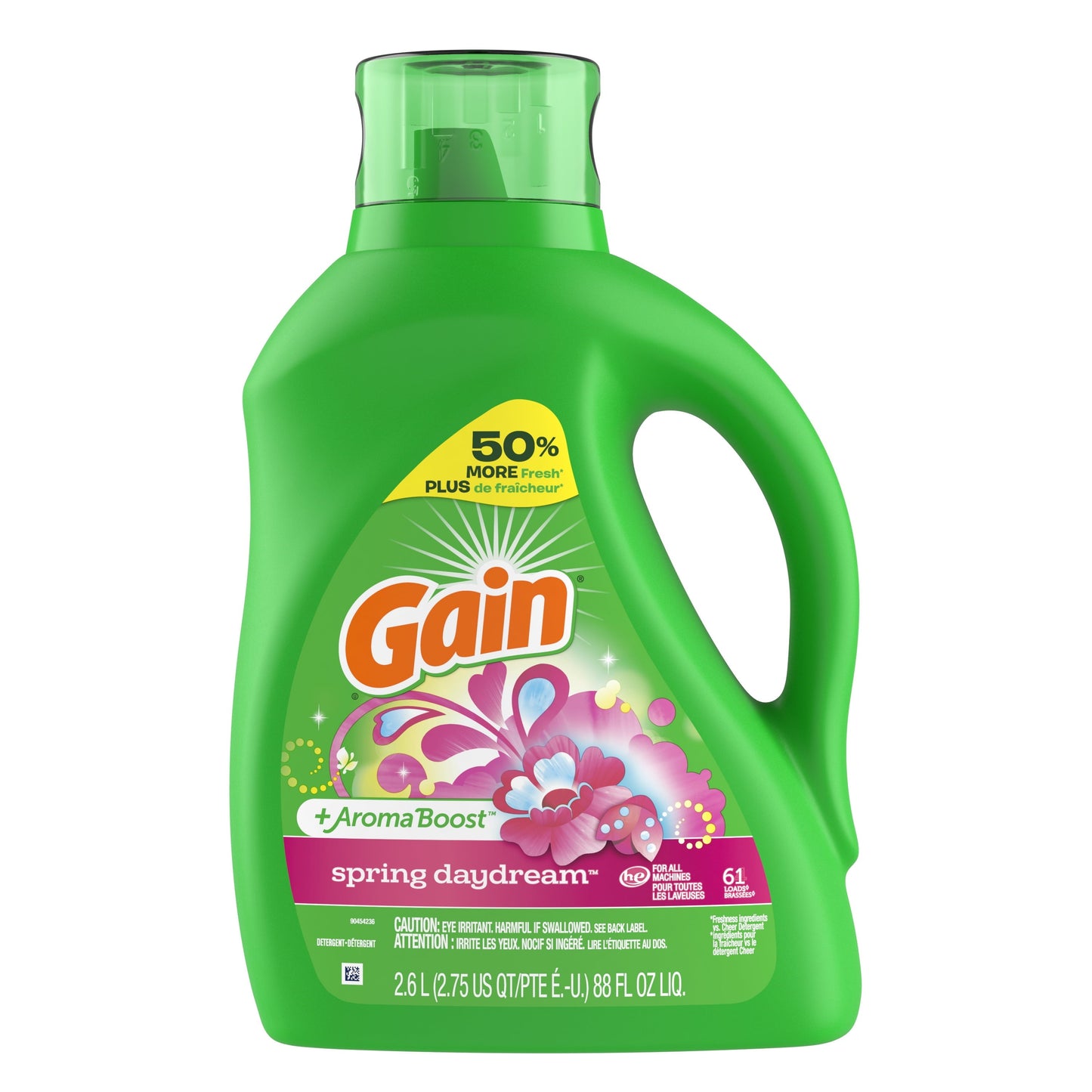 Gain Liquid Laundry Detergent, Spring Daydream, 61 Loads, 88 fl oz