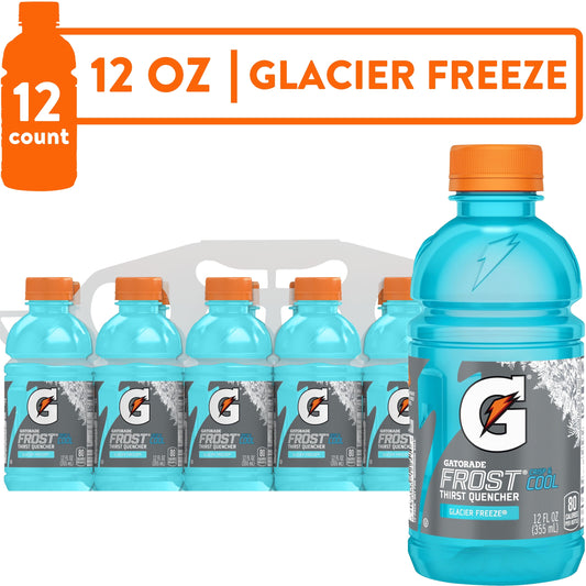 Gatorade Frost Thirst Quencher Sports Drink, Glacier Freeze, 12 oz, 12 Pack Bottles