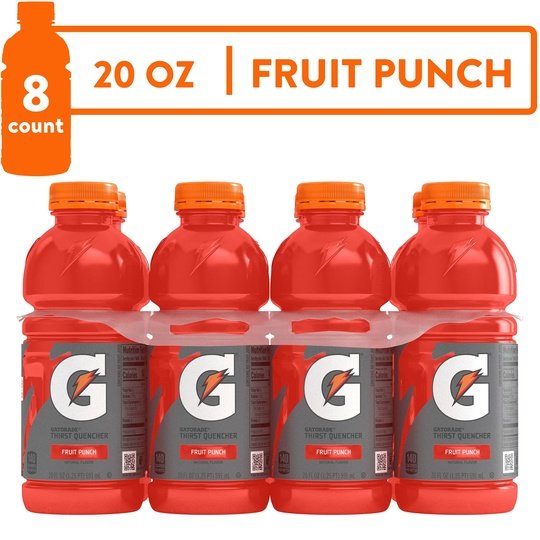 Gatorade Fruit Punch Thirst Quencher Sports Drink, 20 oz, 8 Pack Bottles