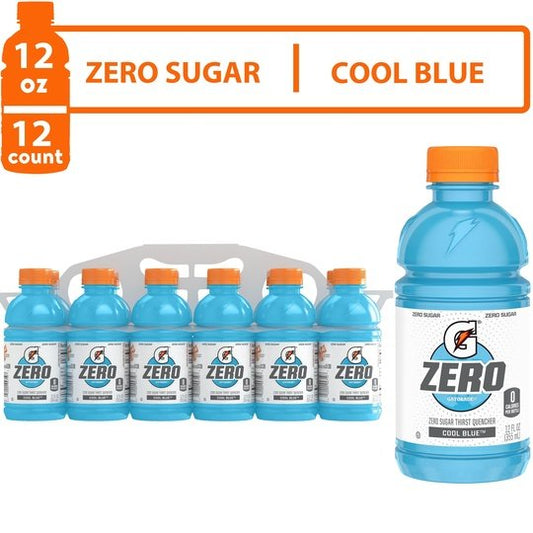 Gatorade G Zero Sugar Cool Blue Thirst Quencher Sports Drink, 12 oz, 12 Pack Bottles