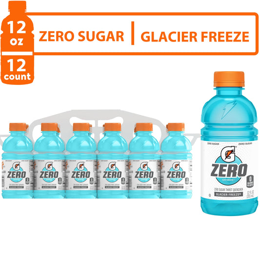 Gatorade G Zero Sugar Glacier Freeze Thirst Quencher Sports Drink, 12 oz, 12 Pack Bottles