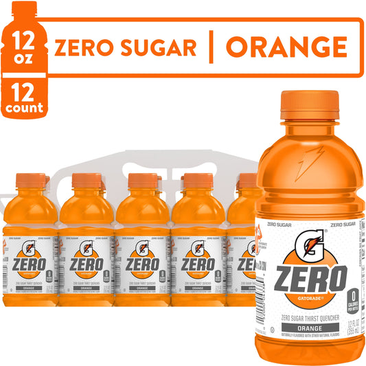 Gatorade G Zero Sugar Orange Thirst Quencher Sports Drink, 12 oz, 12 Pack Bottles