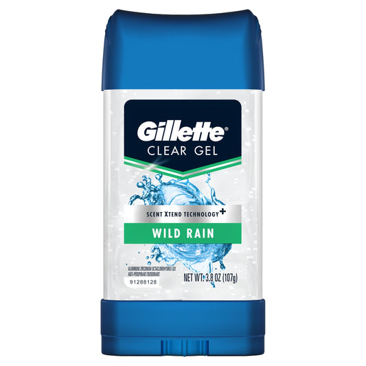 Gillette Clear Gel Mens Antiperspirant Deodorant, Wild Rain, 3.8 oz