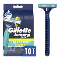 Gillette Sensor2 Plus Pivoting Head Men's Disposable Razors, Blue, 10 Count