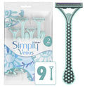 Gillette Simply Venus 2 Disposable Razors for Women, 9 Count, Blue