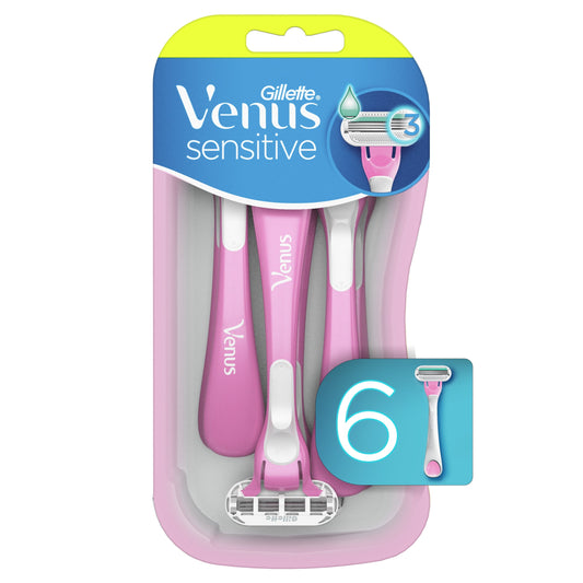 Gillette Venus Sensitive Women's Disposable Razor, 6 Count