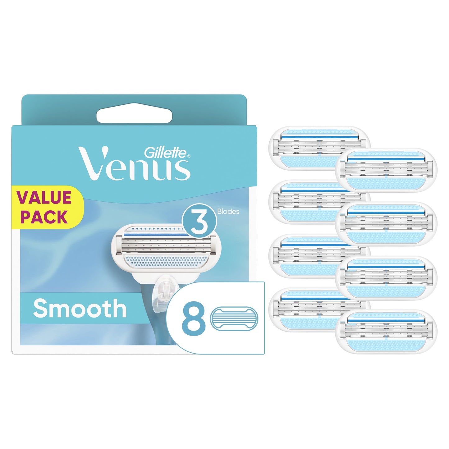 Gillette Venus Smooth Women's Razor Blade Refills, 8 Count