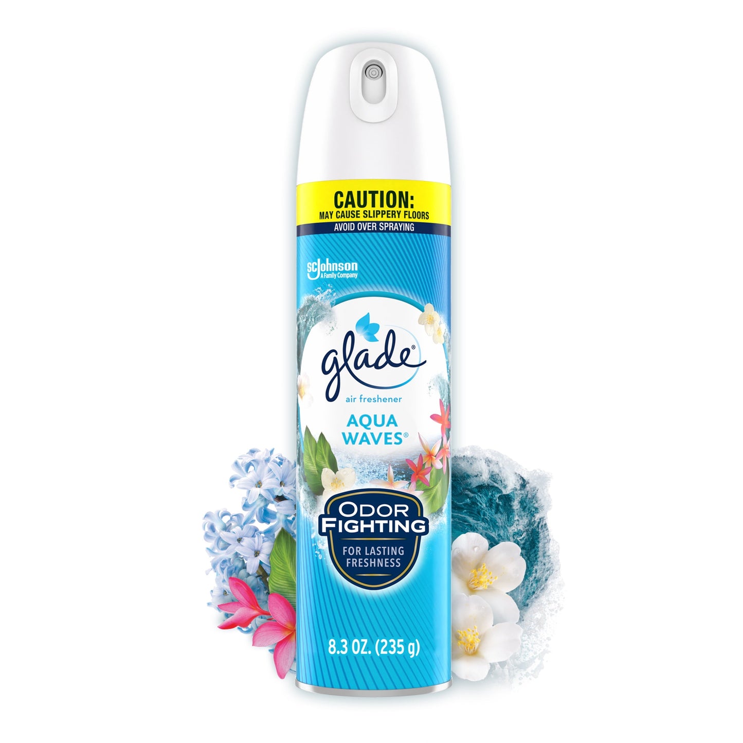 Glade Aerosol Spray, Air Freshener for Home, Aqua Waves Scent, Fragrance Infused with Essential Oils, Invigorating and Refreshing, with 100% Natural Propellent, 8.3 oz