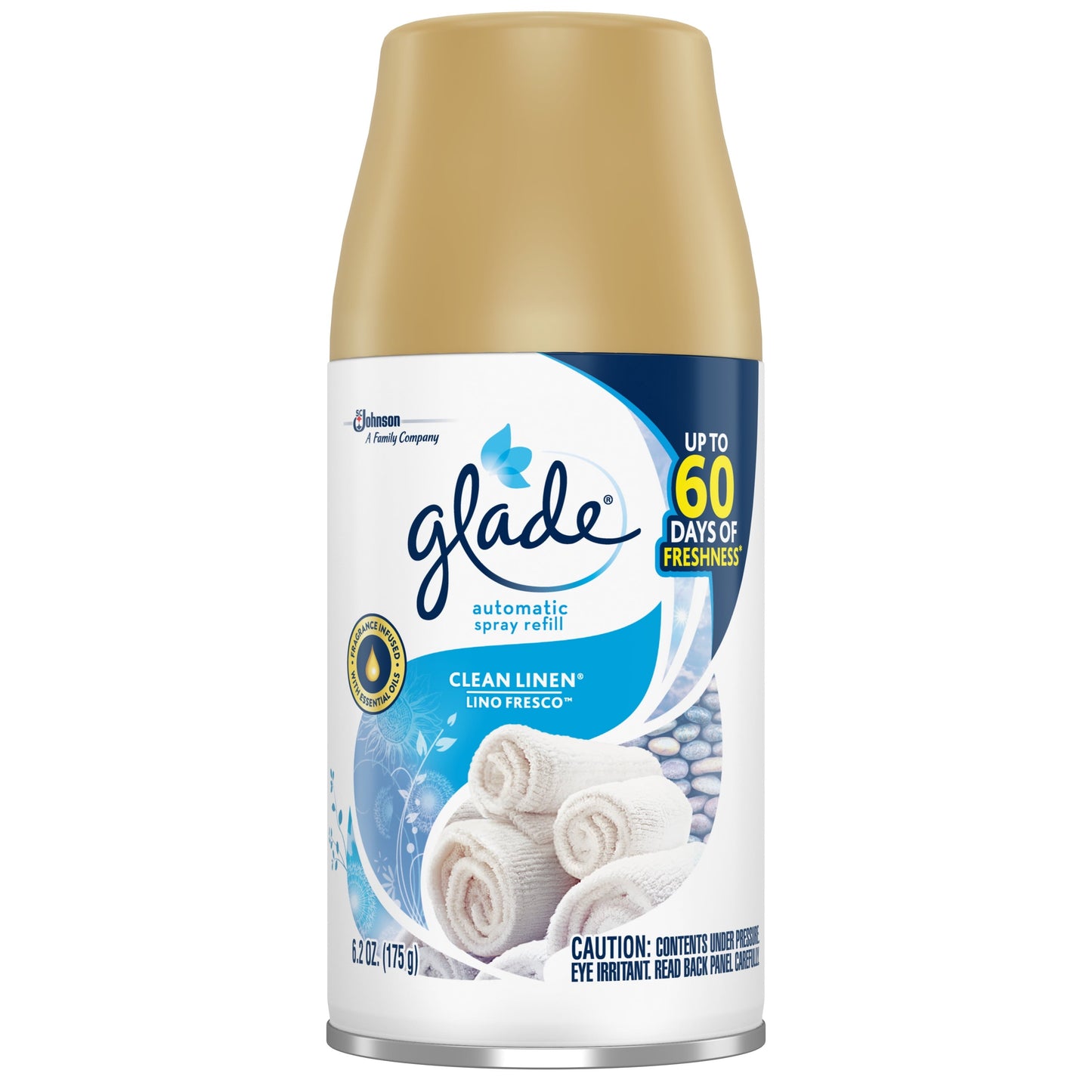 Glade Automatic Spray Refill Clean Linen, Fits in Holder For Up to 60 Days of Freshness, 6.2 oz, 1 Refill