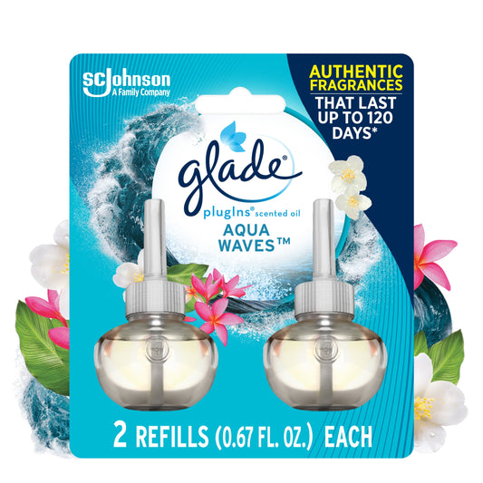 Glade PlugIns Scented Oil Diffuser, Aqua Waves, 2 Refills, 1.34 oz
